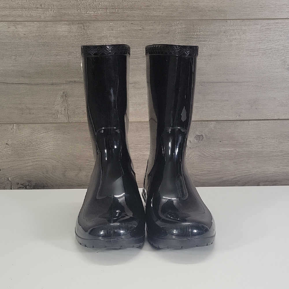 UGG Women's Glossy Black Tall Rain Boots Sz 9